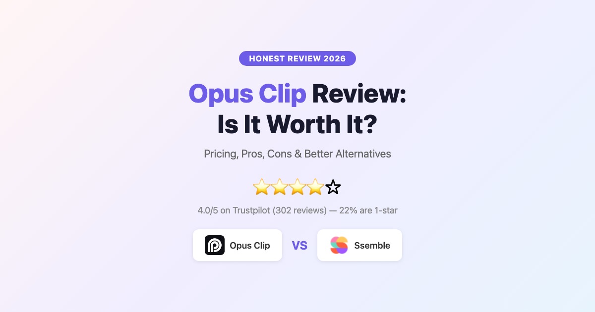 Opus Clip Review 2026: Pricing, Pros, Cons & Better Alternatives