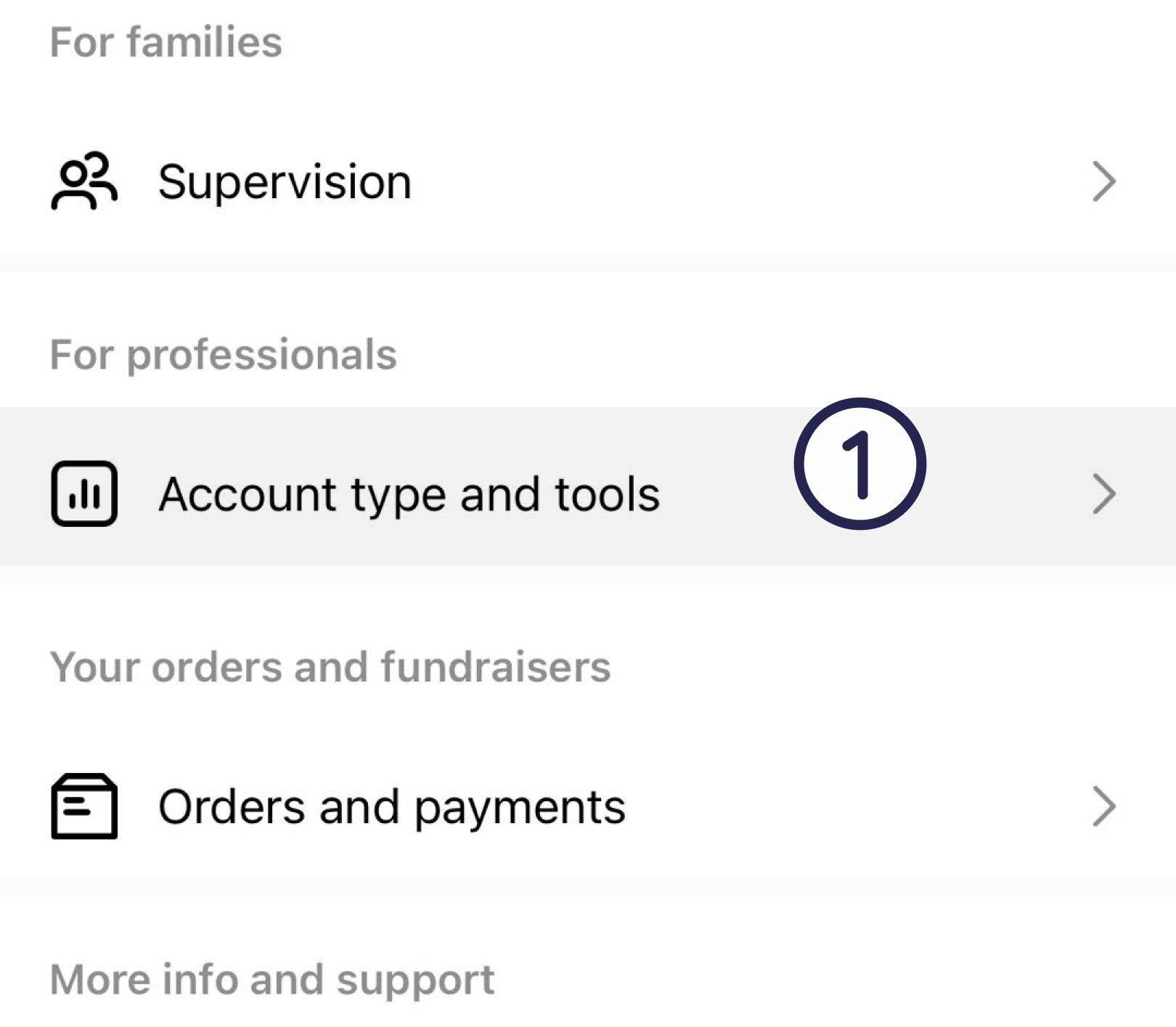 Settings and privacy screen